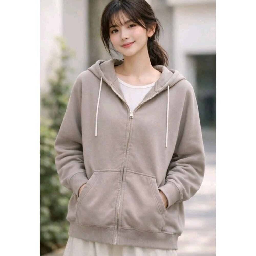 Neiwai Petite Womens Oversized Slouchy Durable Hooded Jacket Size Small Tan